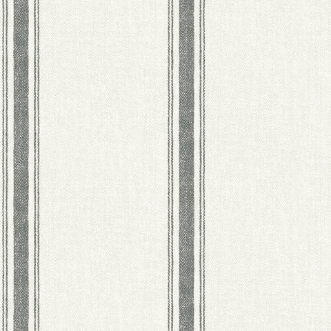 Linette Black Fabric Stripe Wallpaper
