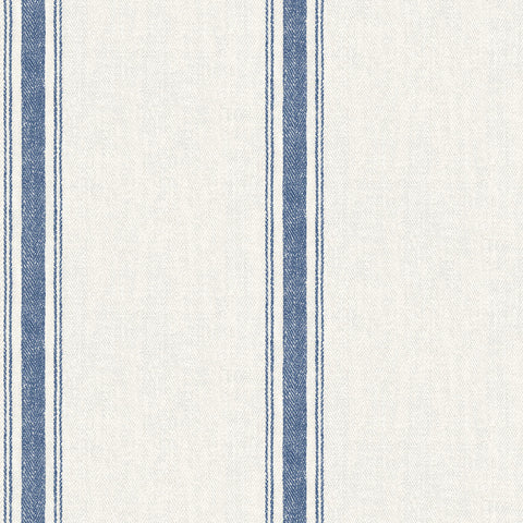 Linette Blue Fabric Stripe Wallpaper