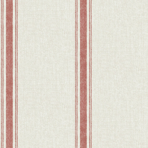 Linette Burnt Sienna Fabric Stripe Wallpaper