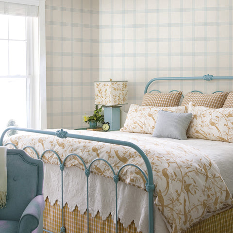 Twain Light Blue Plaid Wallpaper
