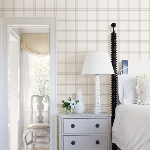 Ester Dove Plaid Wallpaper