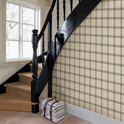 Ester Black Plaid Wallpaper