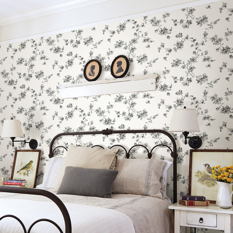Cyrus Black Floral Wallpaper