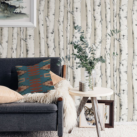 3118-12601 Pioneer Off-White Birch Tree Wallpaper