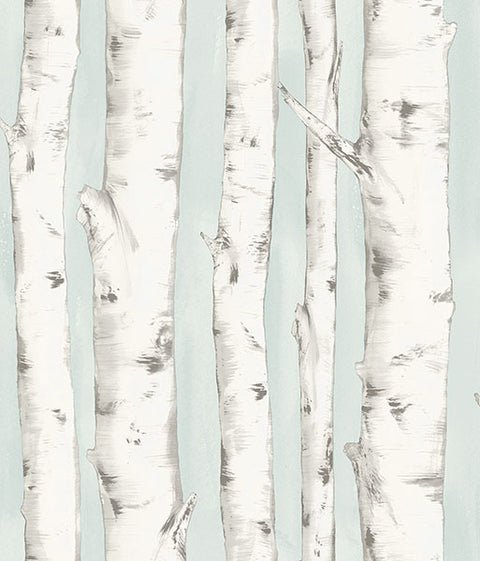 3118-12602 Pioneer Light Blue Birch Tree Wallpaper