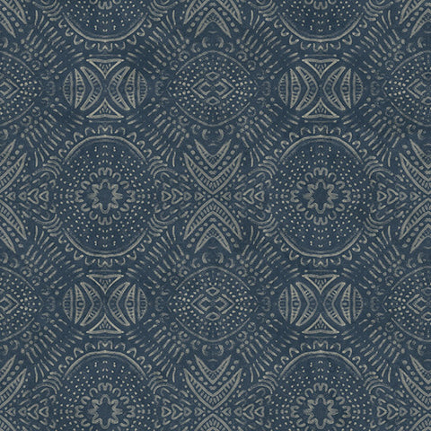 3118-12661 Java Navy Medallion Wallpaper