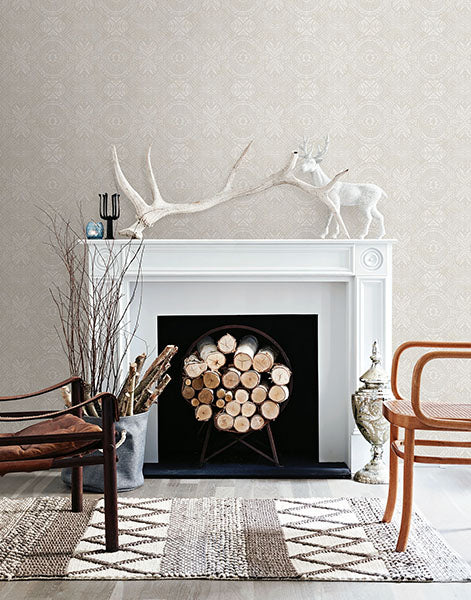 3118-12664 Java Light Grey Medallion Wallpaper