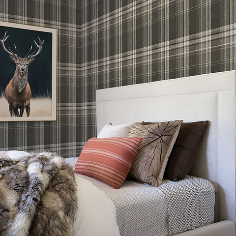 3118-12671 Saranac Dark Brown Flannel Wallpaper