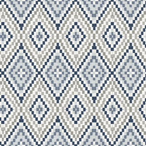 3118-12713 Ganado Navy Geometric Ikat Wallpaper