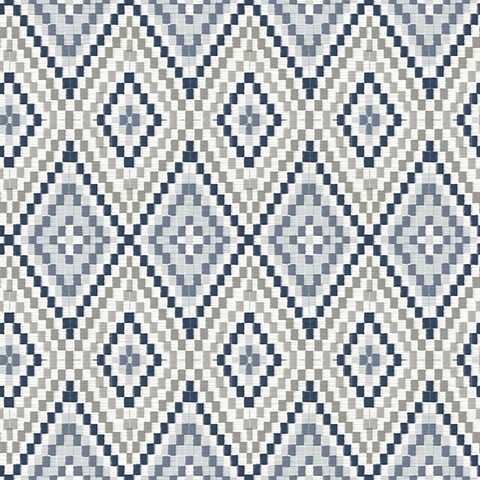 3118-12713 Ganado Navy Geometric Ikat Wallpaper