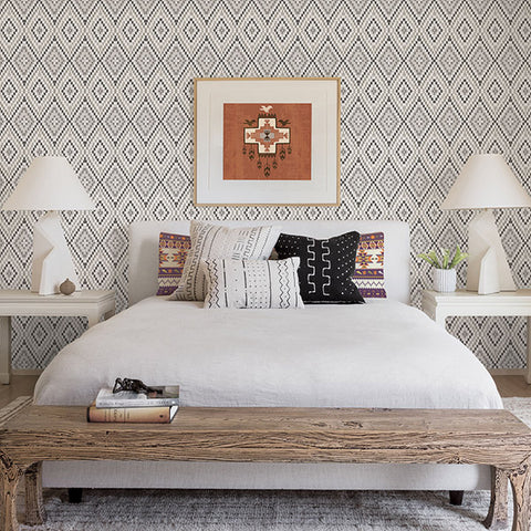 3118-12714 Ganado Dark Brown Geometric Ikat Wallpaper