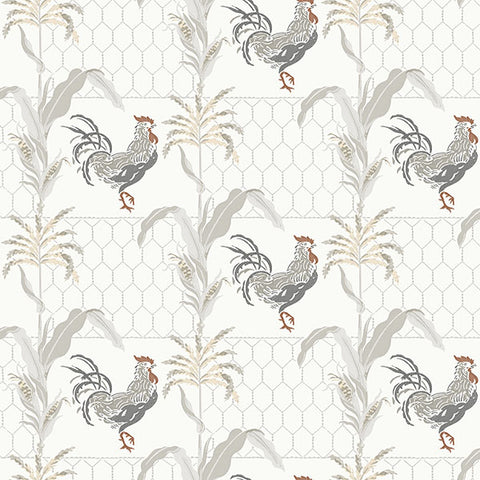 3119-13021 Hank Grey Rooster Wallpaper