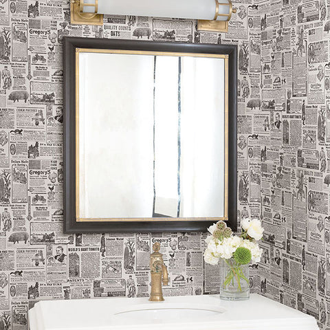 3119-13081 Underwood Black Vintage Newspaper Wallpaper