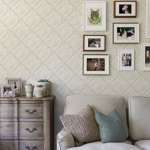 3119-13091 Brandi White Metallic Faux Tile Wallpaper