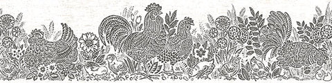 3119-13552B Parton Black Chicken Border