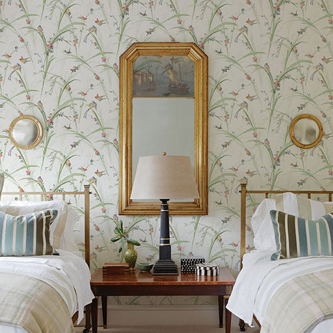 3119-19321 Meadowlark Light Green Botanical Wallpaper