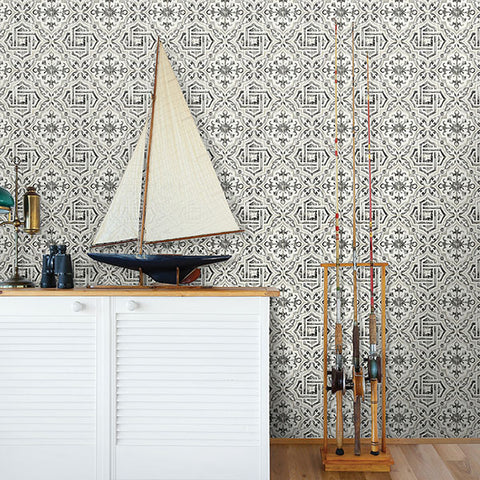 3120-12331 Sonoma Black Beach Tile Wallpaper