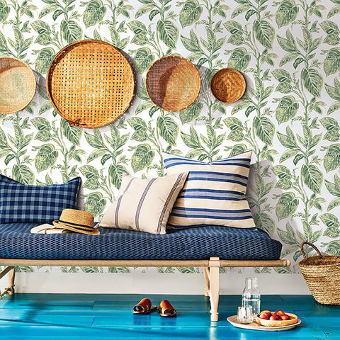 3120-13621 Mangrove Green Botanical Wallpaper