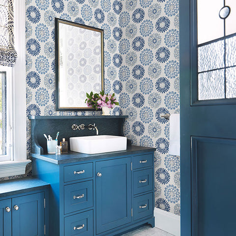 3120-13705 Sunkissed Blue Floral Wallpaper