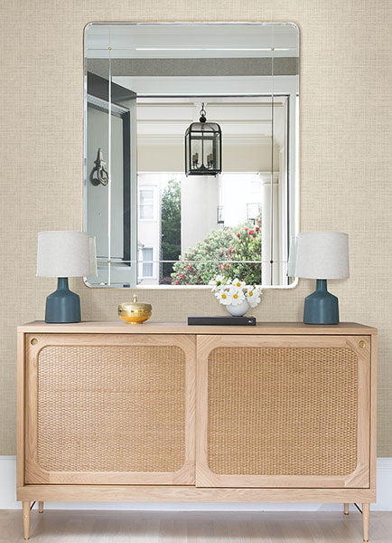 3122-10005 Nimmie Taupe Woven Grasscloth Wallpaper