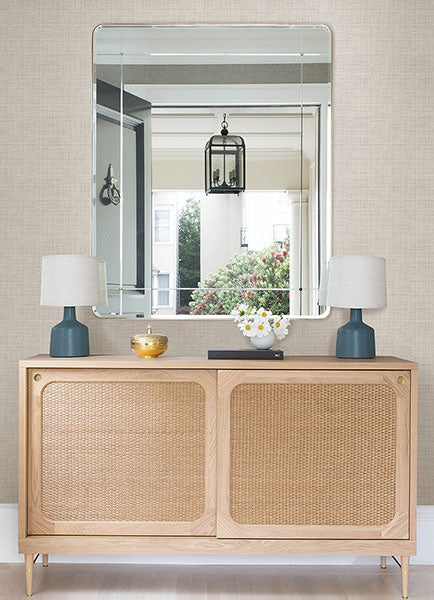 3122-10010 Nimmie Light Grey Woven Grasscloth Wallpaper