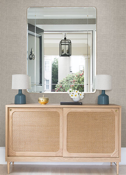 3122-10020 Nimmie Stone Woven Grasscloth Wallpaper