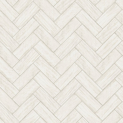 3122-10100 Kaliko White Wood Herringbone Wallpaper