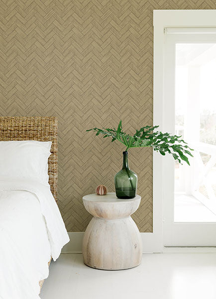 3122-10105 Kaliko Neutral Wood Herringbone Wallpaper