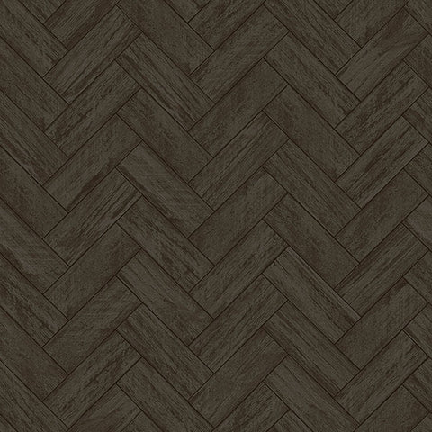 3122-10110 Kaliko Charcoal Wood Herringbone Wallpaper