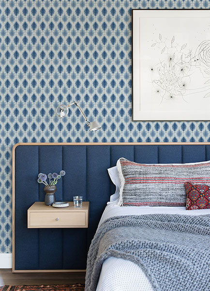 3122-10302 Mombi Navy Diamond Shibori Wallpaper