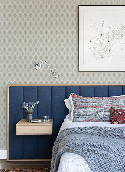 3122-10304 Mombi Teal Diamond Shibori Wallpaper