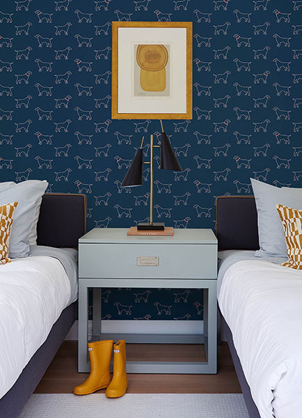 3122-10402 Yoop Dark Blue Dog Wallpaper