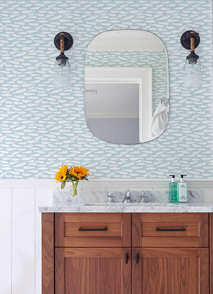 3122-10504 Nunkie Aqua Sardine Wallpaper