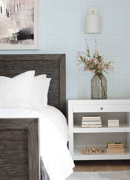 3122-10602 Jellia Blue Petal Geometric Wallpaper