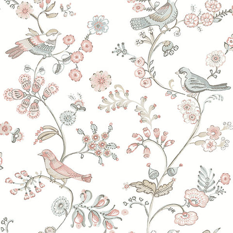3122-10805 Jinjur Blush Bird Trail Wallpaper
