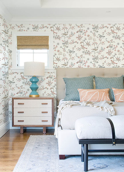 3122-10805 Jinjur Blush Bird Trail Wallpaper