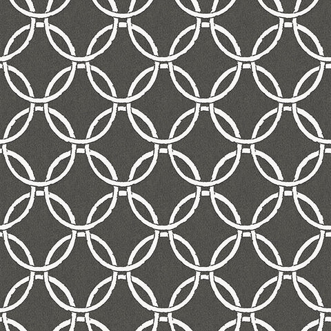 3122-11000 Quelala Black Ring Ogee Wallpaper