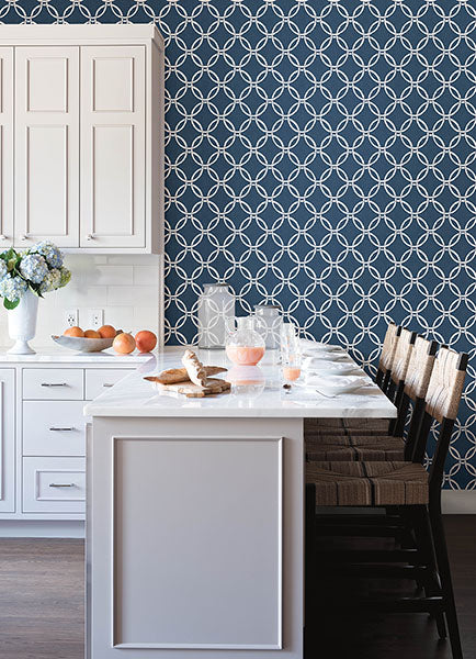 3122-11002 Quelala Navy Ring Ogee Wallpaper