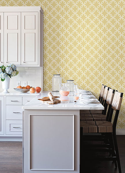 3122-11003 Quelala Yellow Ring Ogee Wallpaper