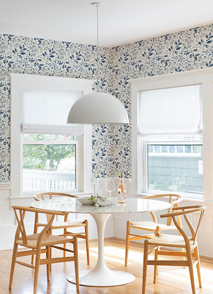 3122-11102 Tinker Navy Woodland Botanical Wallpaper