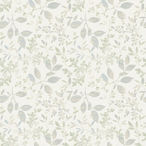 3122-11114 Tinker Teal Woodland Botanical Wallpaper
