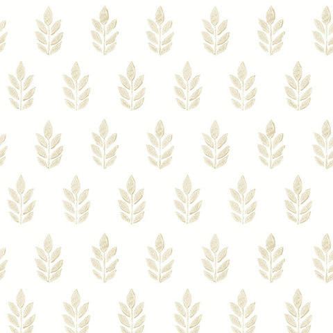 3122-11305 Ervic Blue Leaf Block Print Wallpaper