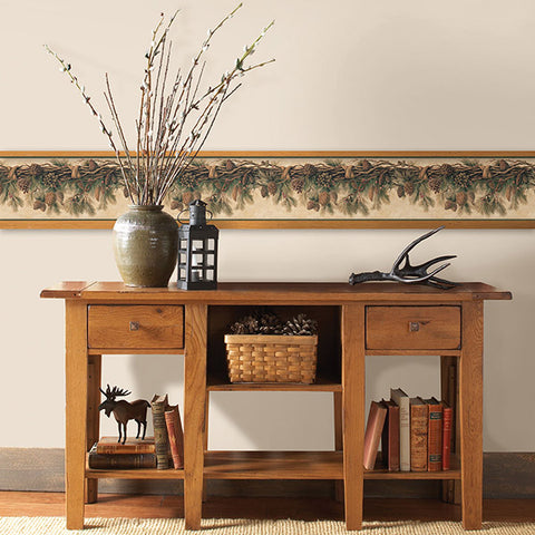 3123-01391 Coulter Olive Pinecone Forest Border