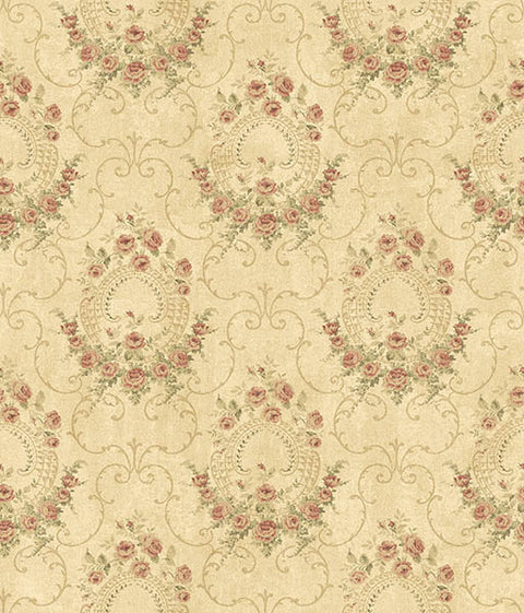 3123-02124 Georgiana Red Tearose Wallpaper