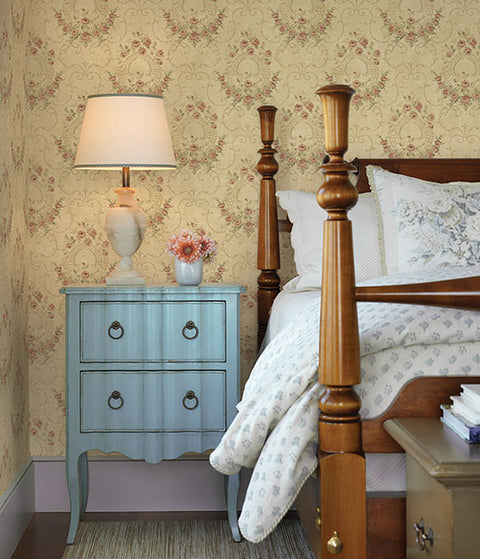 3123-02124 Georgiana Red Tearose Wallpaper