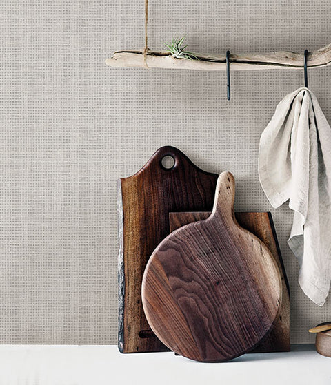 3123-10010 Nimmie Light Grey Basketweave Wallpaper