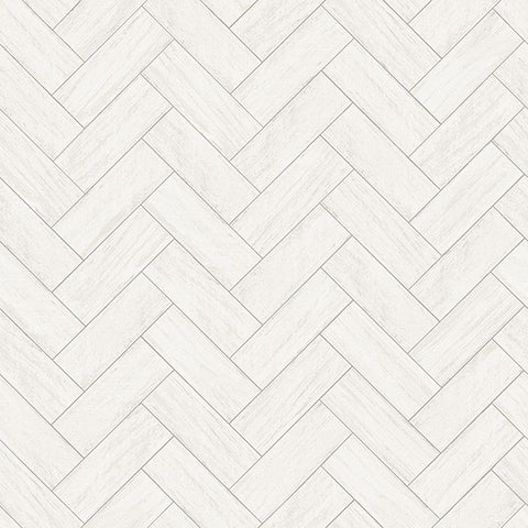 3123-10100 Kaliko White Wood Herringbone Wallpaper