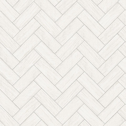 3123-10100 Kaliko White Wood Herringbone Wallpaper