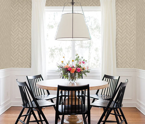 3123-10105 Kaliko Taupe Wood Herringbone Wallpaper