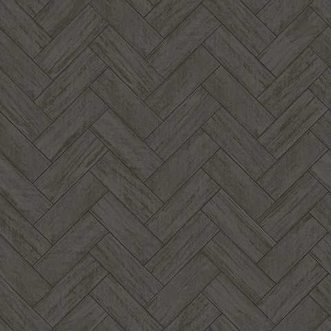 3123-10110 Kaliko Dark Grey Wood Herringbone Wallpaper